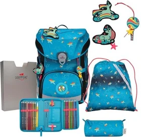 DerDieDas ErgoFlex Easy Exklusiv LED Rainbow Star Schultaschen-Set, 5-tlg.