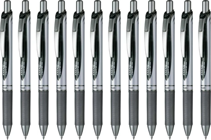 Pentel EnerGel XM BL77 Gelroller schwarz/silber, 12er-Pack