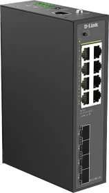 D-Link DIS-210G-12P Industrial Railmount Gigabit Smart Switch, 8x RJ-45, 4x SFP, 240W PoE+ (DIS-210G-12P)