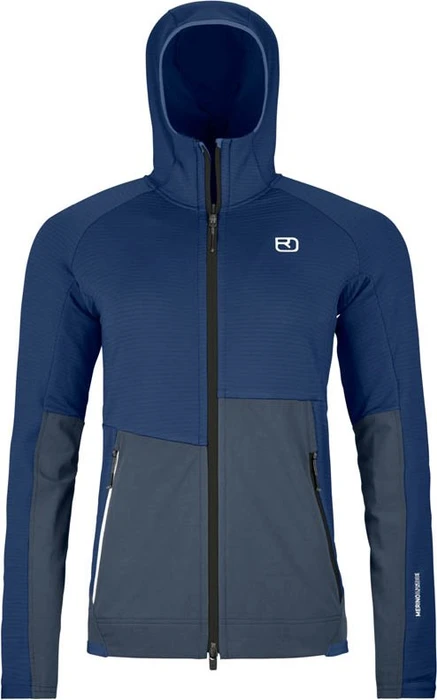 Ortovox Fleece Rib Hoody Funktionsjacke blue nunatak (Damen)