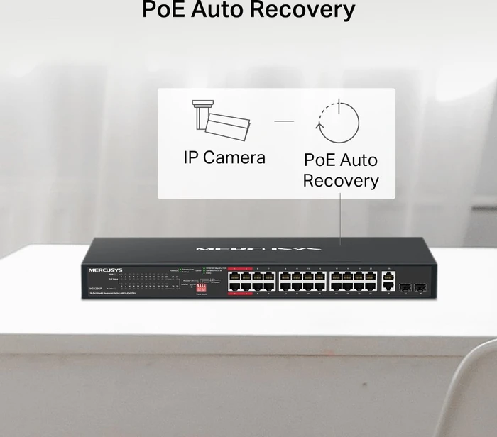 Mercusys Rackmount Gigabit Switch, 26x RJ-45, 2x SFP, 295W PoE+