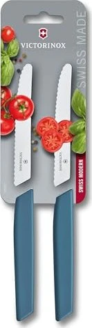 Victorinox Swiss Modern Tomaten- und Tafelmesser 11cm blau, 2 Stück