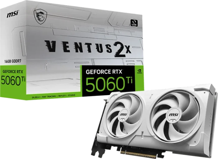 MSI GeForce RTX 5060 Ti 16G Ventus 2X White Plus, G506T16V2WP, 16GB GDDR7, HDMI, 3x DP