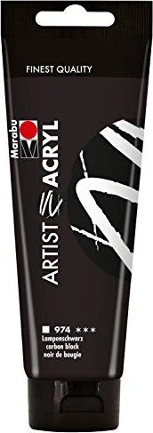 Marabu Artist Acryl Acrylfarbe, lampenschwarz, 120ml