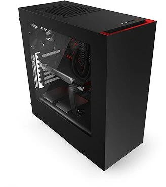 NZXT Source 340 schwarz/rot, Acrylfenster