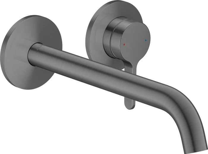 Hansgrohe Axor One 2-Loch Waschbeckenarmatur für Wandmontage mit Hebelgriffen und Auslauf 220mm brushed black chrome