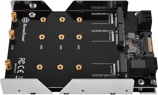 SilverStone SDP12, 2x SATA 7 Pin > 2x M.2 SATA, 1x SFF-8643 > 1x M.2 PCIe NVMe