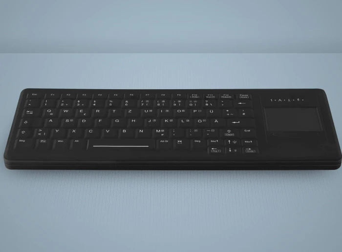 Contour Design Active Key Desinfizierbare beleuchtete Tastatur mit Touchpad, vollversiegelt, schwarz, USB, US