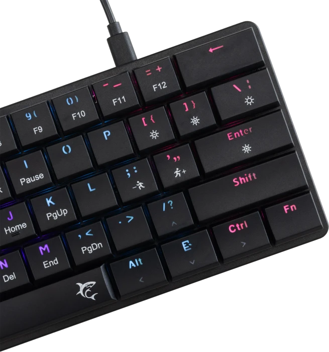 White Shark NAGAMAKI, schwarz, LEDs RGB, low-profile RED Switches, USB, US