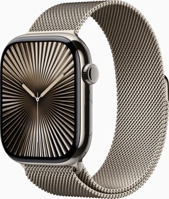 Apple Watch Series 10 (GPS + Cellular) 46mm Titan natur mit Milanaise-Armband S/M natur