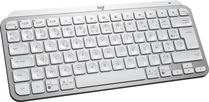 Logitech MX Keys Mini, LEDs weiß, Logi Bolt, Pale Gray, weiß/grau, USB/Bluetooth, FR