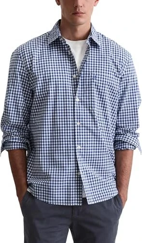 Marc O'Polo Regular Bio-Baumwolle Hemd langarm multi/total eclipse (Herren)