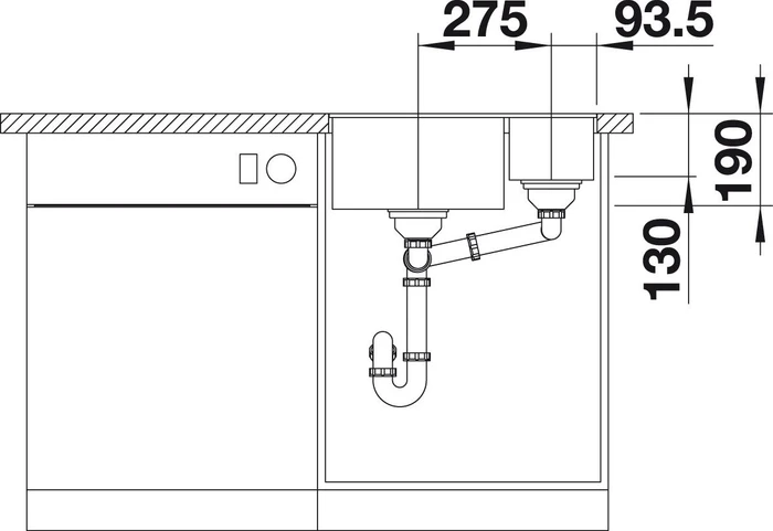 Blanco Subline 340/160-F Einbau Becken links mit Ablauffernbedienung weiß