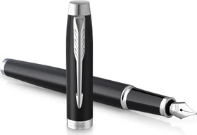 Parker IM matte black lacquer/chrome trim, rechte Hand, fein, Geschenkbox