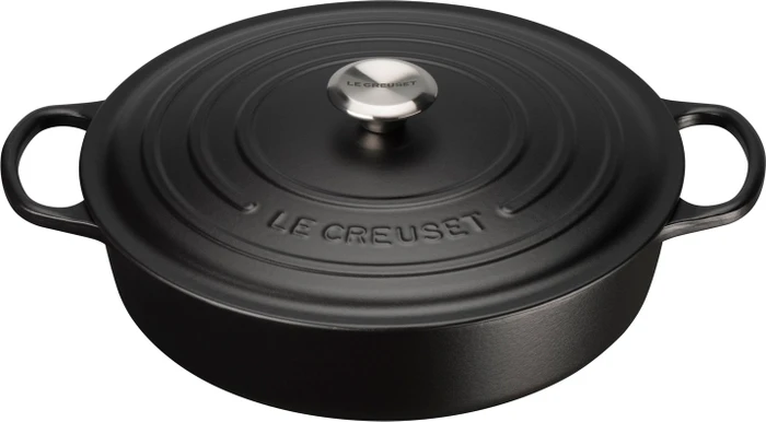 Le Creuset Signature Gusseisen Gourmet Bräter rund 30cm 6.2l schwarz matt