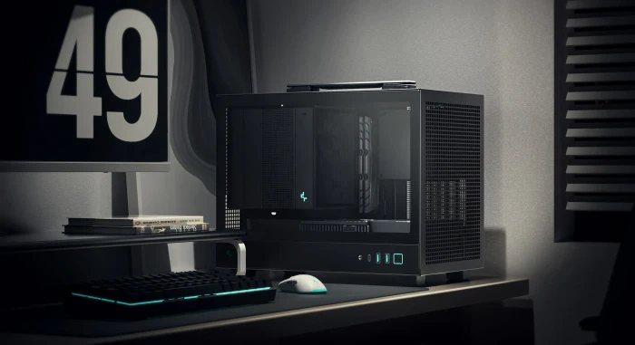 DeepCool CH160, schwarz, Glasfenster, Mini-ITX