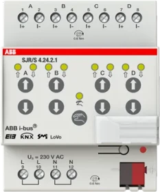 ABB SJR/S4.24.2.1 SMI-Jalousie-/Rollladenaktor 4-fach, 24V, 4TE REG, Schaltaktor (2CDG110143R0011)