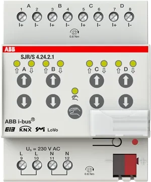 ABB SJR/S4.24.2.1 SMI-Jalousie-/Rollladenaktor 4-fach, 24V, 4TE REG, Schaltaktor