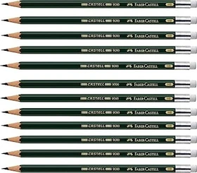 Faber-Castell Castell 9000 Bleistift HB graphit, grün, 12er-Pack