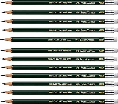 Faber-Castell Castell 9000 Bleistift HB graphit, grün, 12er-Pack