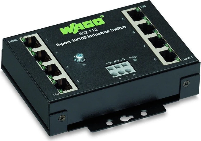 Wago Eco 852 Industrial Wallmount Switch, 8x RJ-45