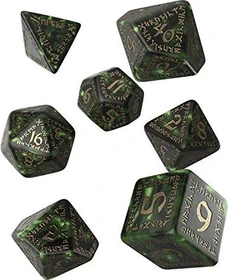 Q-Workshop Würfelset Runic - bottle-green & gold