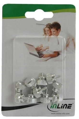 InLine Rändelschrauben für Gehäuse, silber, 10er-Pack