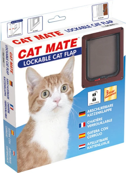 Pet Mate Cat Mate verschliessbare Katzenklappe, braun