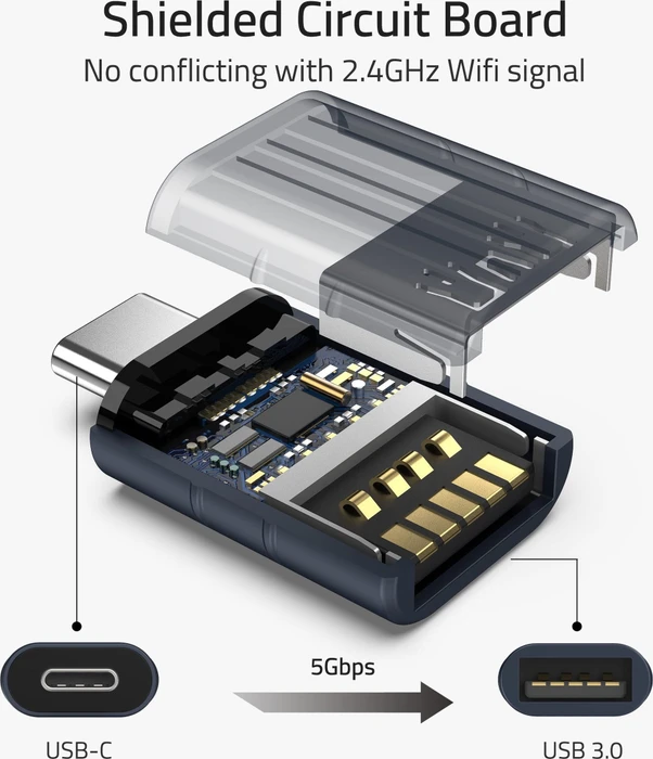 Syntech USB-Adapter, USB 3.0, 5Gb/s, USB-A 3.0 [Buchse] auf USB-C 3.0 [Stecker], Midnight, 2er-Pack