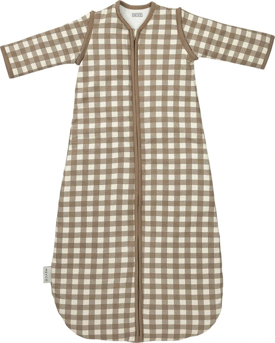 Meyco Interlock Jersey Schlafsack mit abnehmbaren Ärmeln Gr.70, 2.5TOG, 3-9M vichy square dark taupe (326.267.86.01)