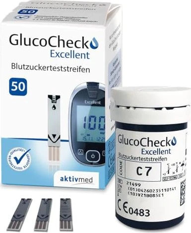 Aktivmed GlucoCheck Excellent Blutzucker-Teststreifen, 50 Stück