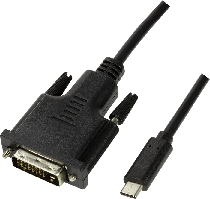 LogiLink USB-C [Stecker] auf DVI [Stecker] Adapterkabel schwarz, 1.8m