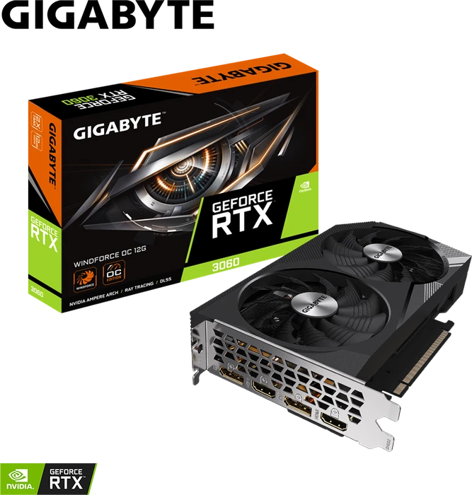 GIGABYTE GeForce RTX 3060 Windforce OC 12G (LHR) (Rev. 1.0), 12GB GDDR6, 2x HDMI, 2x DP