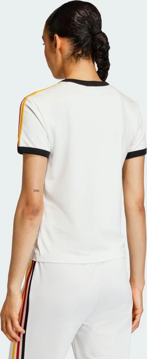 adidas 3-Streifen Slim T-Shirt kurzarm cloud white/black/team power red 2/collegiate gold (Damen)