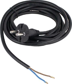 as-Schwabe Bohrmaschinen Anschlussleitung für den Innenbereich, Konturenstecker auf offenes Kabelende mit Aderendhülsen, H05VV-F 2x1.0, schwarz, 3m (70522)