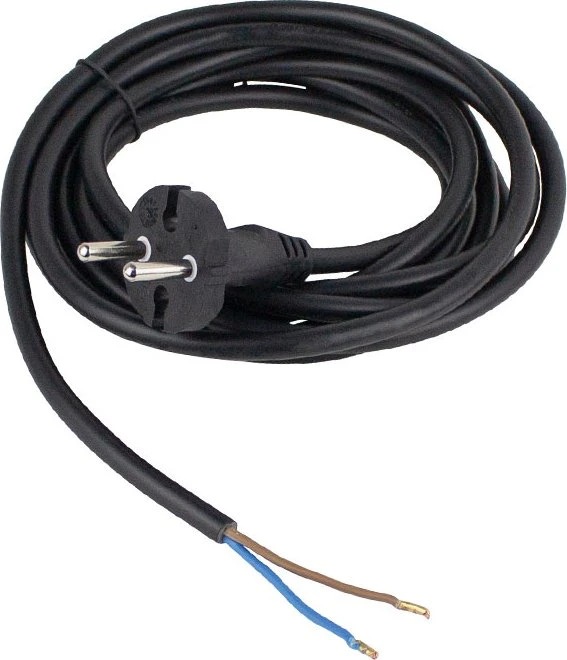 as-Schwabe Bohrmaschinen Anschlussleitung für den Innenbereich, Konturenstecker auf offenes Kabelende mit Aderendhülsen, H05VV-F 2x1.0, schwarz, 3m