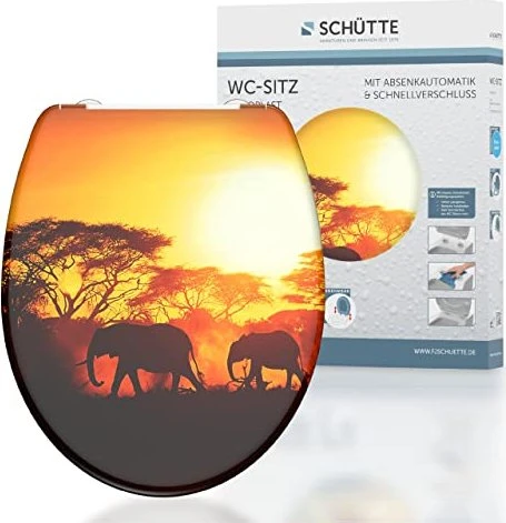 Schütte Duroplast WC-Sitz mit Absenkautomatik und Schnellverschluss afrika