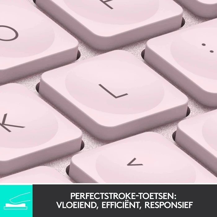 Logitech MX Keys Mini, rosa, LEDs weiß, Logi Bolt, Rose, USB/Bluetooth, US