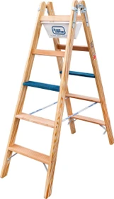 Iller Leiter Ergo Plus Professional Holz-Sprosse 2-tlg. Stehleiter, 2x 12 Stufen