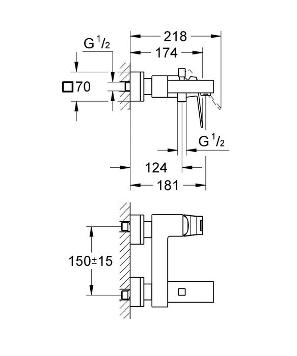 Grohe Eurocube Einhand-Wannenarmatur 1/2" chrom