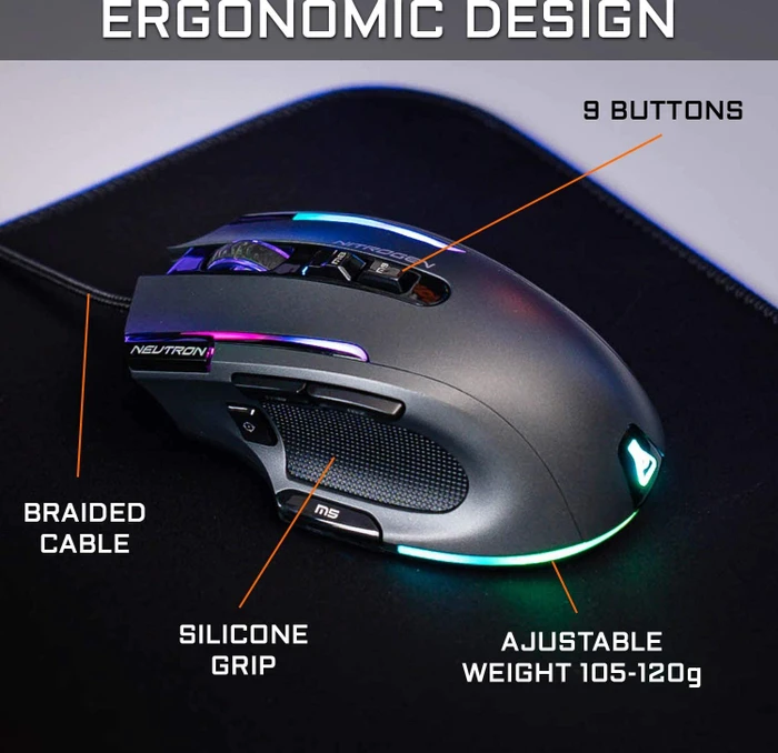 The G-Lab Kult Nitrogen NEUTRON Gaming Mouse, schwarz, USB