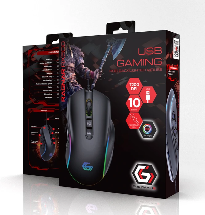 Gembird Ragnar RX500 RGB Gaming Mouse schwarz, USB
