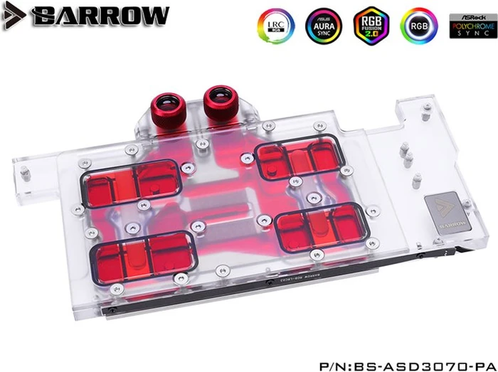 Barrow NVIDIA RTX 3070 LRC 2.0 Full Coverage GPU Water Block, ASUS Dual 3070 Aurora