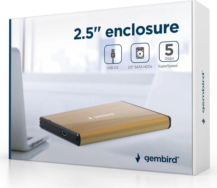 Gembird EE2-U3S-3, gold, 2.5", USB 3.0 Mini-B