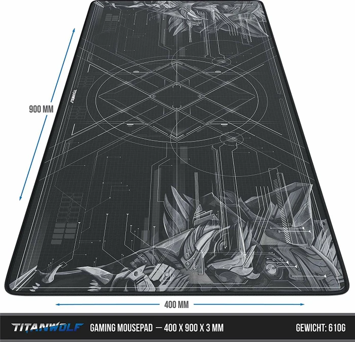 Titanwolf HUD XXL Speed Gaming-Mauspad, schwarz
