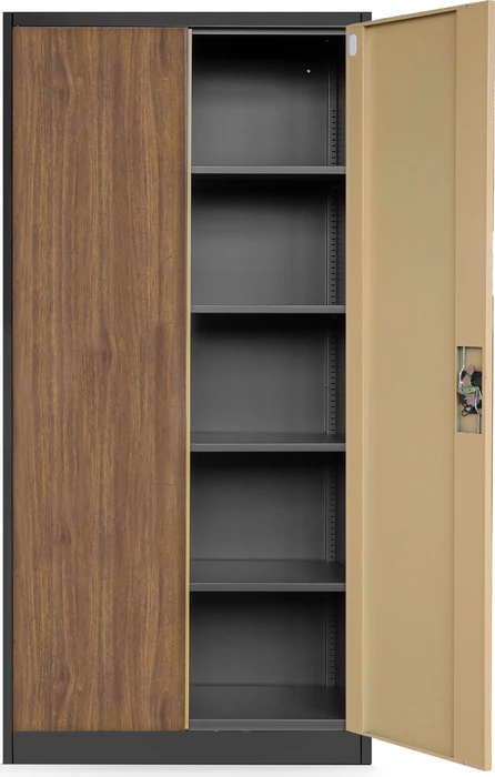 Jan Nowak C001H Flügeltürenschrank, anthrazit/braun, Aktenschrank