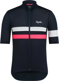 Rapha Brevet Lightweight Trikot kurzarm dark navy/high vis pink (Herren)