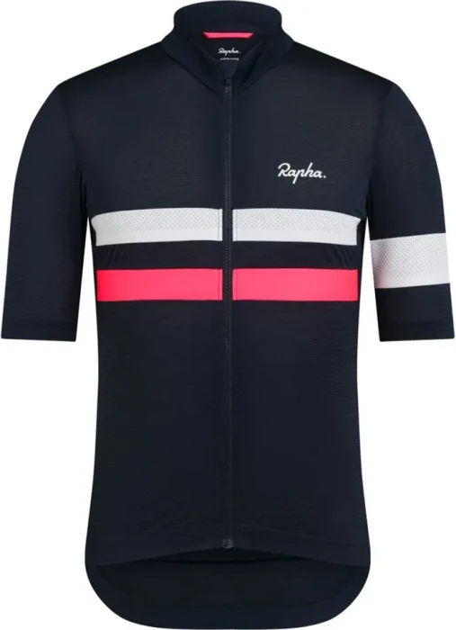 Rapha Brevet Lightweight Trikot kurzarm dark navy/high vis pink (Herren)