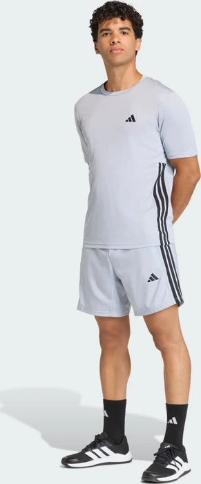 adidas Workout Essentials Base 3 Stripes Hose kurz halo silver/black (Herren)