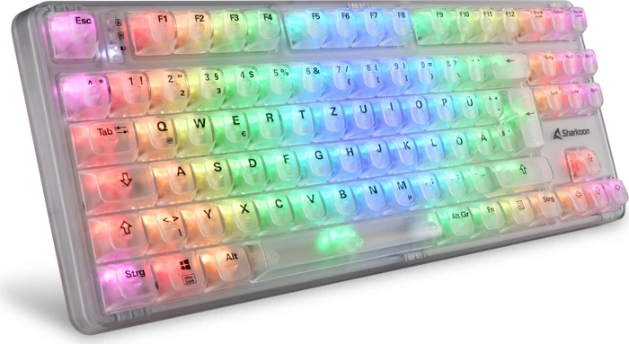 Sharkoon Crystal Shark, White, LEDs RGB, KKT Kang White V3, USB, DE
